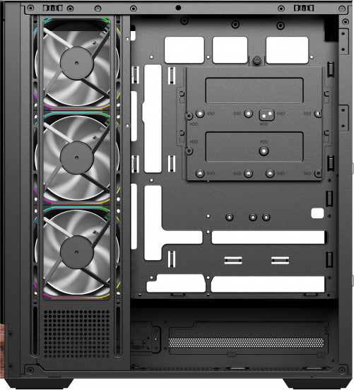 Vida Elegance Black ARGB Case, with Front and Side Glass Panels