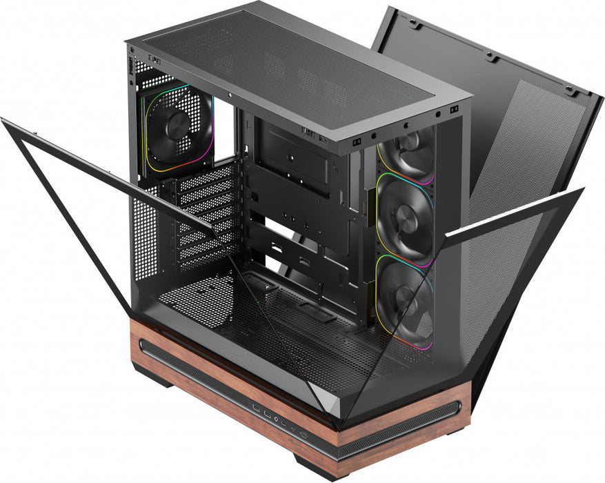 Vida Elegance Black ARGB Case, with Front and Side Glass Panels