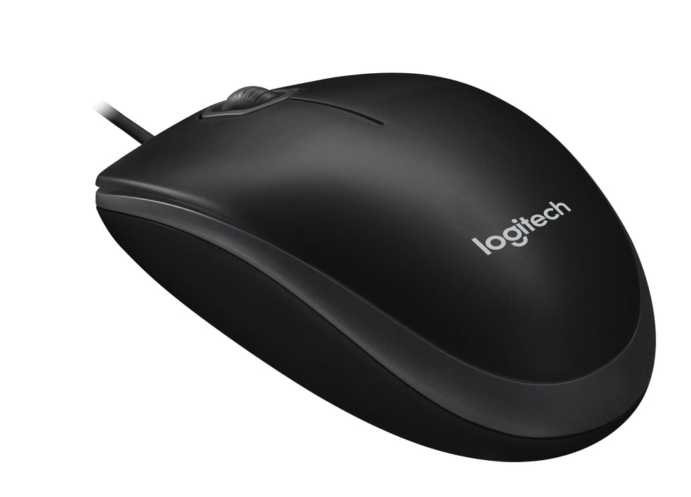 Logitech B100 Wired USB Mouse, 3 Buttons, 800 DPI, Optical Tracking, OEM, Ambidextrous PC / Mac / Laptop - Black