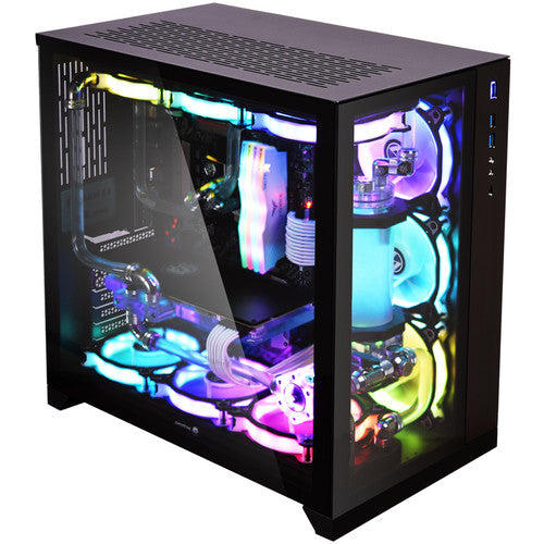 Lian Li ATX Mid Tower Gaming PC Case, Window Side and Front E-ATX Midi Tower Case Black - PCO11DX