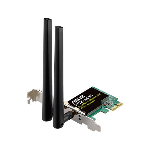 Asus (PCE-AC51) AC750 (300+433) Wireless Dual Band PCI Express Adapter, 2 Antennas
