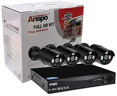 ANSPO Security True 1080p CCTV Surveillance Camera System Kit, 4 Channel 1080p DVR with 4x 2.0MP Indoor Outdoor Bullet Cameras and 2TB Hard Drive