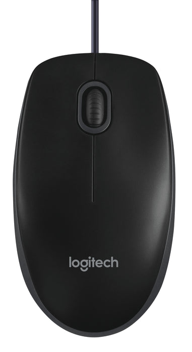 Logitech B100 Wired USB Mouse, 3 Buttons, 800 DPI, Optical Tracking, OEM, Ambidextrous PC / Mac / Laptop - Black