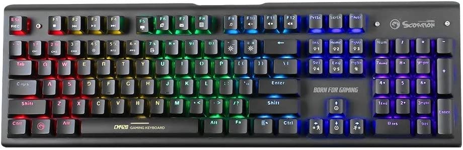 Marvo CM420 3 in 1 Gaming Peripheral Set, 7 Mode Backlit RGB Keyboard with Mechanical Switches , 6400dpi Optical Programmable Mouse, L Size Mouse Pad
