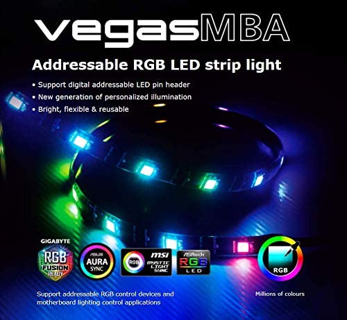 Akasa Vegas 0.6m Magnetic Addressable RGB LED Light Strip