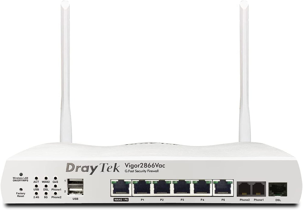 DrayTek Vigor 2866Vac Dual-WAN VDSL2/ADSL2+ WiFi 5 Router w/ Load Balancing, VPN & 3G/4G LTE Support (1266Mbps AC)