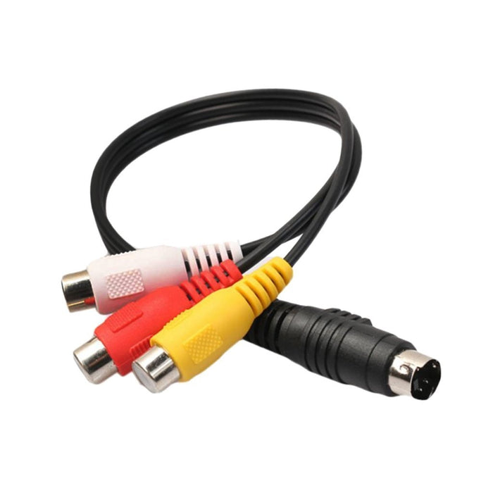 Mini 4-Pin S-Video AV TV Male Converts To 3x RCA Female Cable Adapter Audio Video DVD