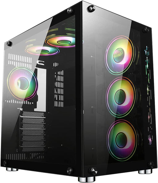 ARGB ATX Gaming Desktop Case window tempered glass side and window