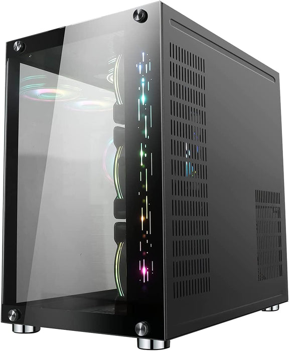 GameMax DS360 ARGB ATX Gaming PC Case, 6x Infinity Fans, Mid Tower, LED Button, Black