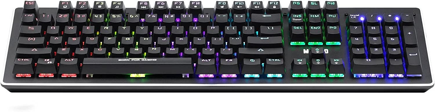 Mechanical Gaming Keyboard Marvo Scorpion KG909 RGB LED Full Size with Blue Switches, Rainbow Backlit with Each Key