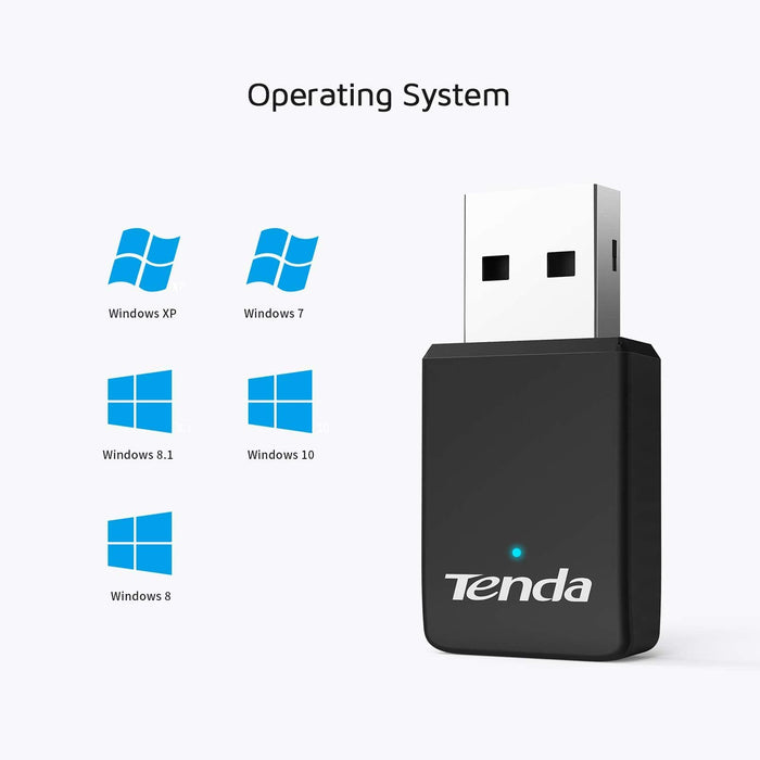 Tenda U9 AC650 Dual Band Wireless USB Adapter for PC, Desktop and Laptop, Mini Size, Plug & Play, Supports Windows XP/7/8/8.1/10