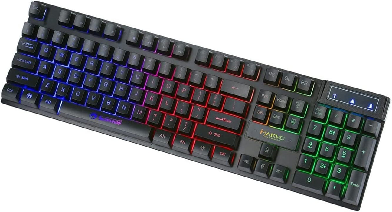 Marvo K605 Gaming Keyboard, 3 Colour LED Backlit, Multi Media and Anti Ghosting Keys, Frameless Design, USB 2.0 Connection