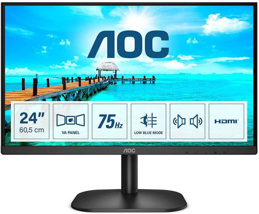 AOC 24" full HD Monitor 75Hz, Flicker Free Monitor