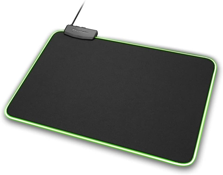 Sharkoon 1337 RGB Illuminated Gaming Mouse Mat, Soft Gaming Mouse Pad, Non-Slip Material, Large, Black