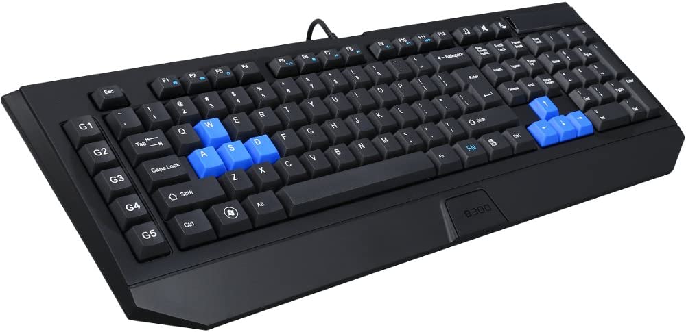 Rosewill RK-8300 Wired Gaming Keyboard with Anti-Ghosting, 5 Profiles Setting and Adjustable Key Speed, Black