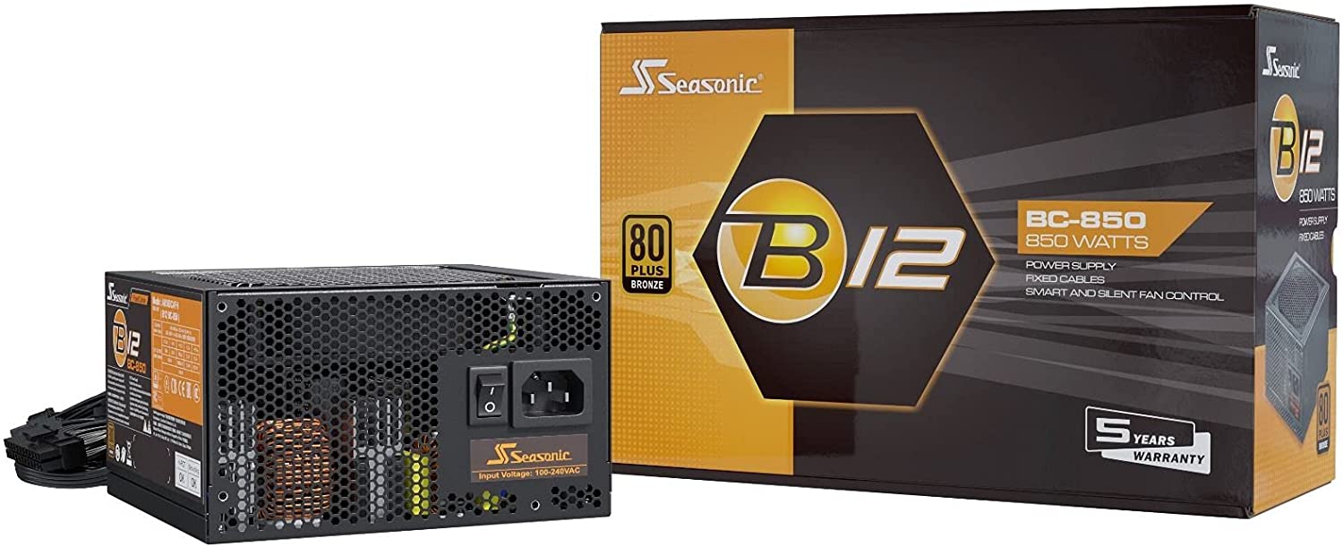 Seasonic B12 BC 850 W Non-Modular PSU, ATX 12 V, 80 PLUS Bronze Certified PC Power Supply with Fixed Cables