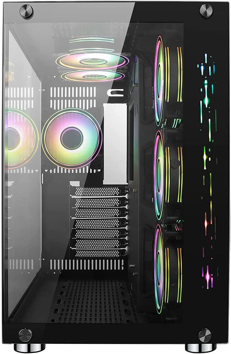 GameMax DS360 ARGB ATX Gaming PC Case, 6x Infinity Fans, Mid Tower, LED Button, Black