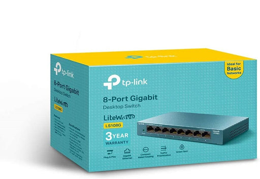 TP_LINK 8-Ports Desktop Ethernet Switch LS108G Gigabit RJ45 Ethernet Hub