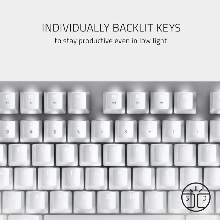Razer Blackwidow Lite Mercury Silent Mechanical Gaming Keyboard (White), with White LED Backlighting for Enhanced Productivity