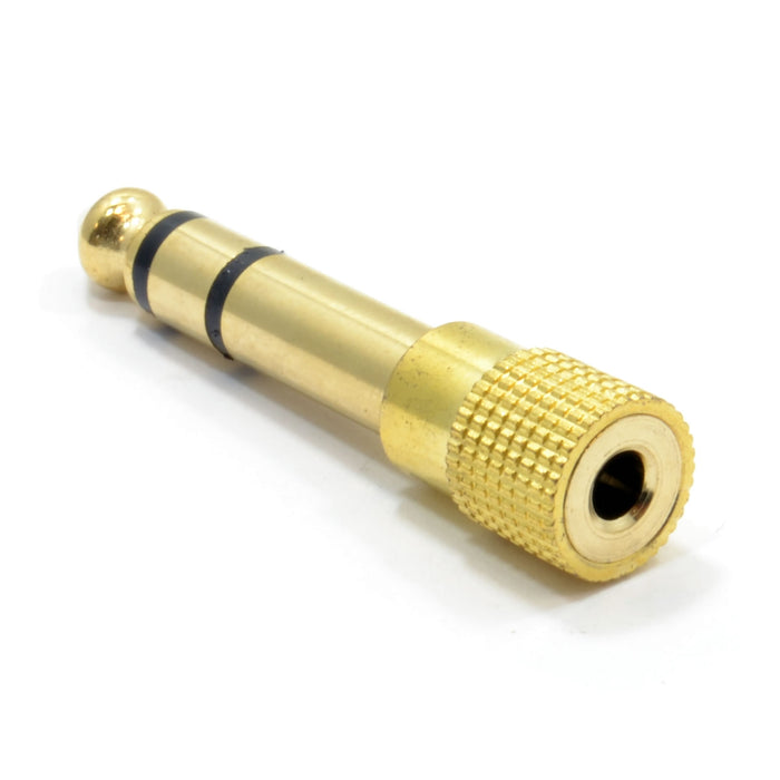 3.5mm Stereo Jack Socket to 6.35mm Stereo Male Plug Adapter Gold