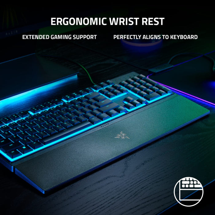 Razer Ornata V3 X Gaming Keyboard Low Profile with Chroma RGB, Hybrid Membrane Switch, Ergonomic Wirst Rest