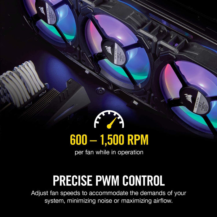 Corsair LL140 RGB Case Fan, PWM LED single pack, 1300 RPM, 25dBA, Computer System Cooling Parts, Case Fan Cooler