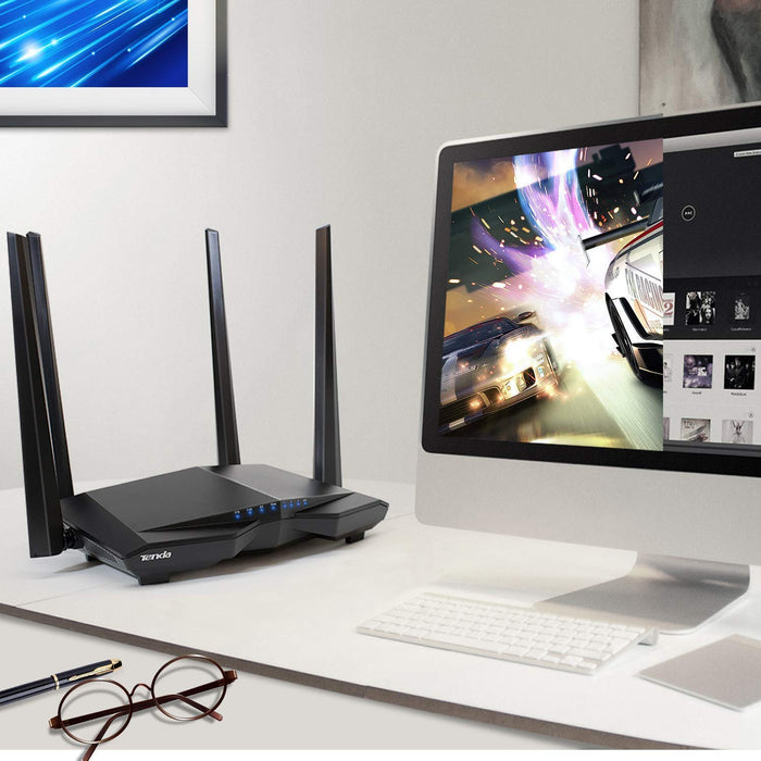 Tenda AC6 AC1200 Wireless Dual Band Router, Black 3-port Wireless Cable, 867Mbps/5GHz+ 300Mbps/2.4GHz