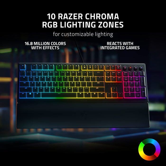 Razer Ornata V3 Gaming Keyboard Low Profile Mecha-Membrane Switcheswith Chroma RGB, Ergonomic Wrist Rest, Black