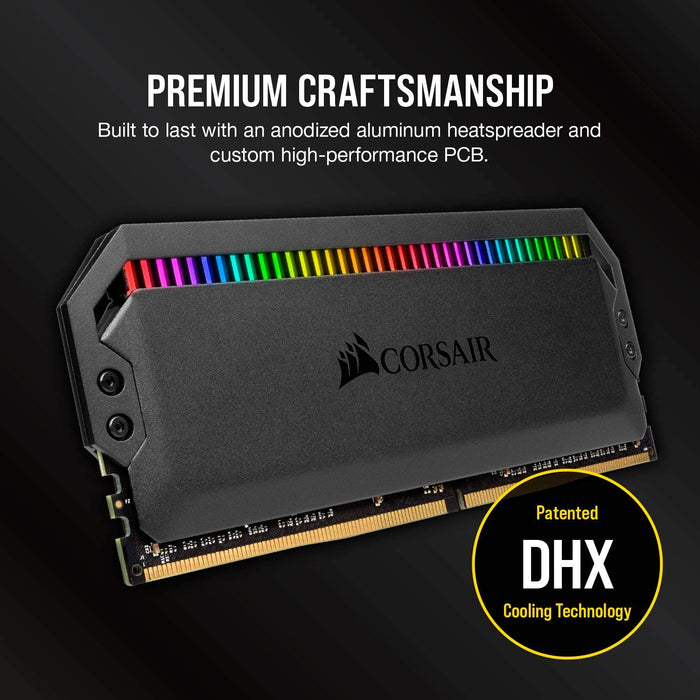 Corsair Dominator Platinum RGB 16GB Kit (2 x 8GB), DDR4, 3200MHz (PC4-25600), CL16, XMP 2.0, DIMM Memory
