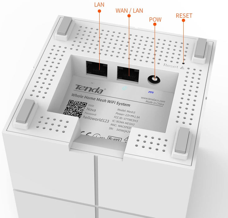 Tenda Nova MW6-2 Whole Home Mesh Wi-Fi System; Get Rid of Wi-Fi Dead Zones 4000sq² Wi-Fi Coverage, Two Gigabit Network Ports, App Control, Easy Set Up