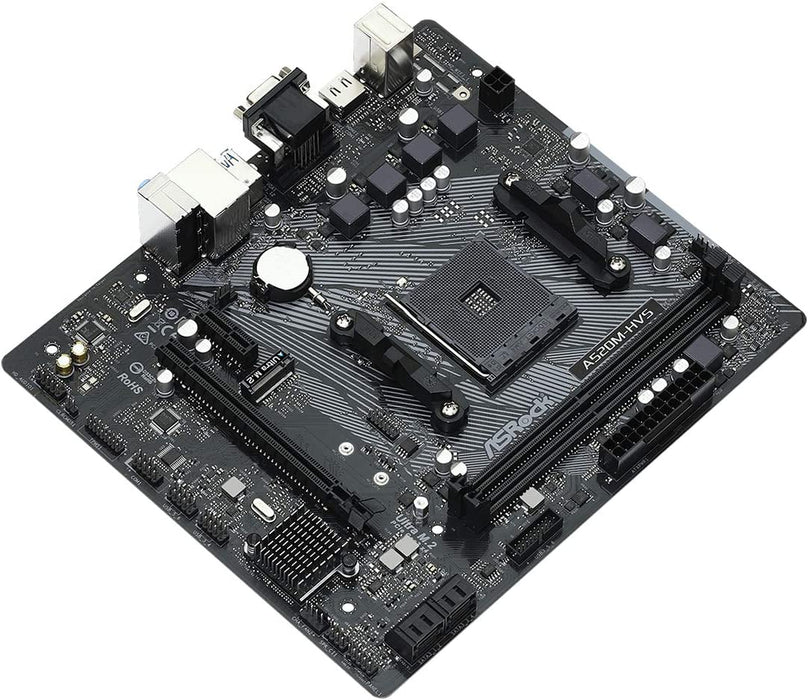 AsRock A520M-HVS Micro ATX Motherboard, AMD A520, AM4, 2 DDR4, VGA, HDMI, M.2