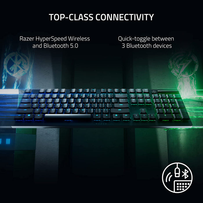 Razer DeathStakler Ve Pro Wireless Gaming Keyboard Low Profile Red Linear Switches, Hyperspeed Wireless, Bluetooth, RGB, Black