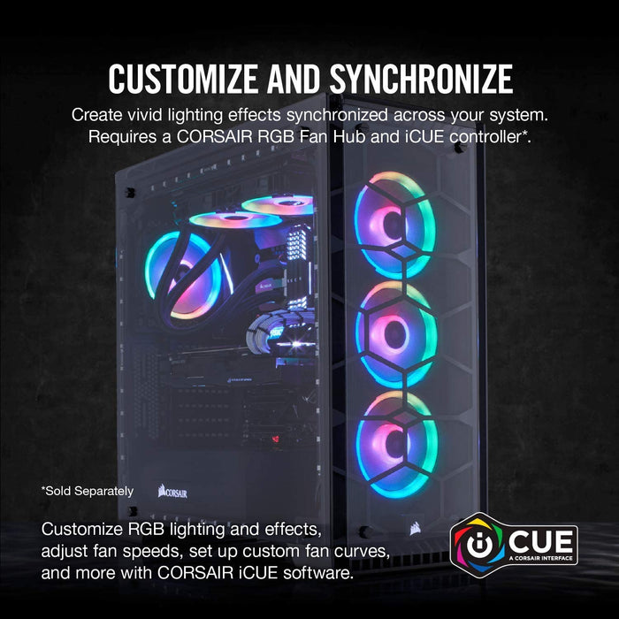 Corsair LL140 RGB Case Fan, PWM LED single pack, 1300 RPM, 25dBA, Computer System Cooling Parts, Case Fan Cooler