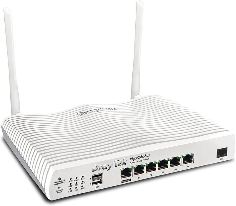 DrayTek Vigor 2866ax Dual-WAN VDSL2/ADSL2+ WiFi 6 Router w/ Load Balancing, VPN & 3G/4G LTE Support (2974Mbps AX)
