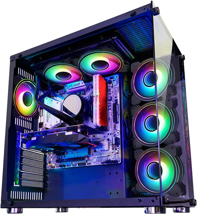 GameMax DS360 ARGB ATX Gaming PC Case, 6x Infinity Fans, Mid Tower, LED Button, Black