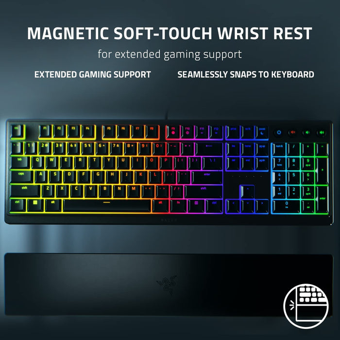 Razer Ornata V3 Gaming Keyboard Low Profile Mecha-Membrane Switcheswith Chroma RGB, Ergonomic Wrist Rest, Black