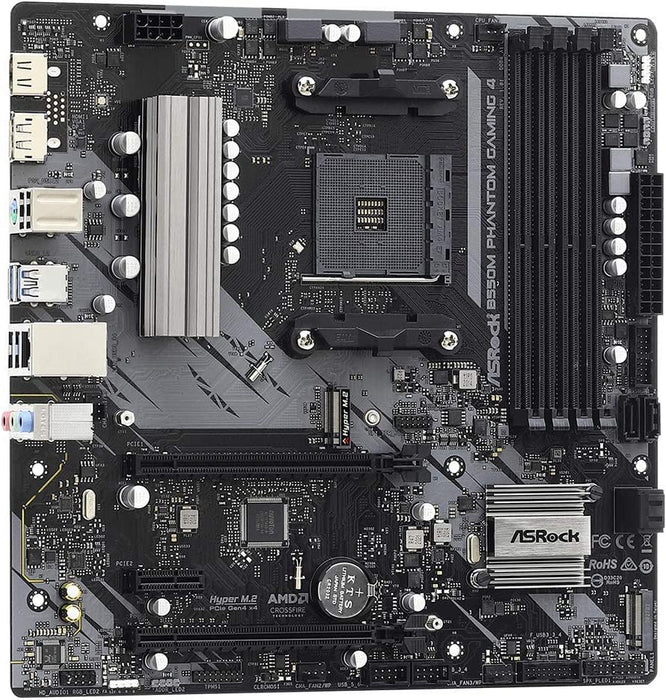 Asrock B550M PHANTOM GAMING 4 AMD Motherboard, AM4, Micro ATX, DDR4, HDMI, DP, XFire, PCIe4, M.2