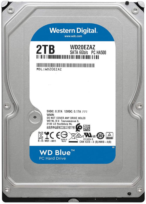 Western Digital Blue 2TB PC Hard Drive - 5400 RPM Class, SATA 6 Gb/s, 256 MB Cache, 3.5 Inch - WD20EZAZ
