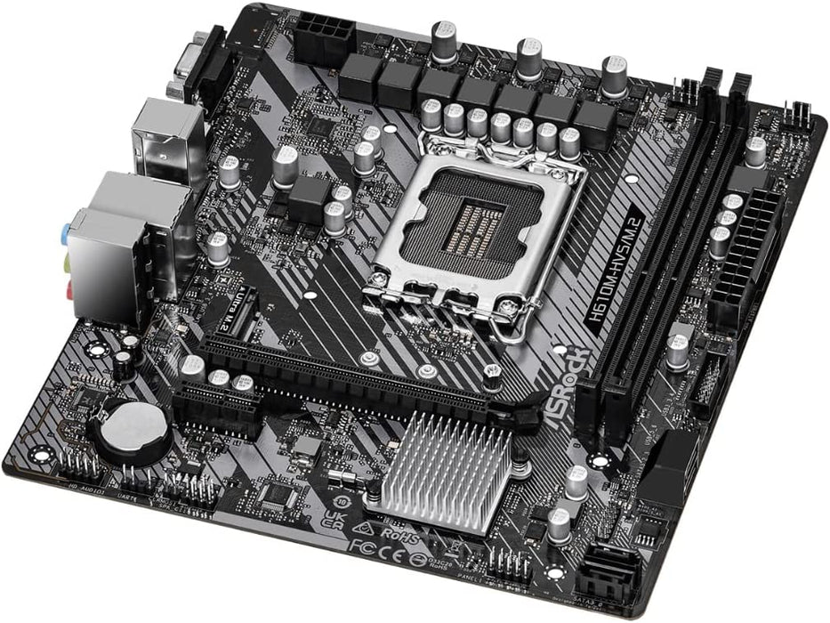 Asrock H610M-HVS/M.2 R2.0 Motherboard, Intel H610, 1700, Micro ATX, 2 DDR4, VGA, HDMI, PCIe4, 1x M.2