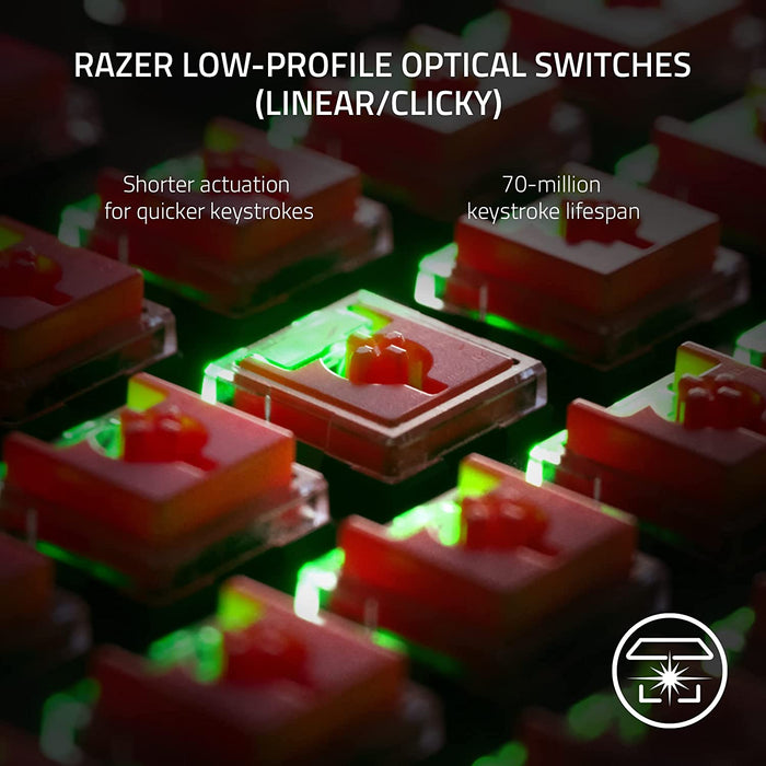 Razer DeathStakler Ve Pro Wireless Gaming Keyboard Low Profile Red Linear Switches, Hyperspeed Wireless, Bluetooth, RGB, Black