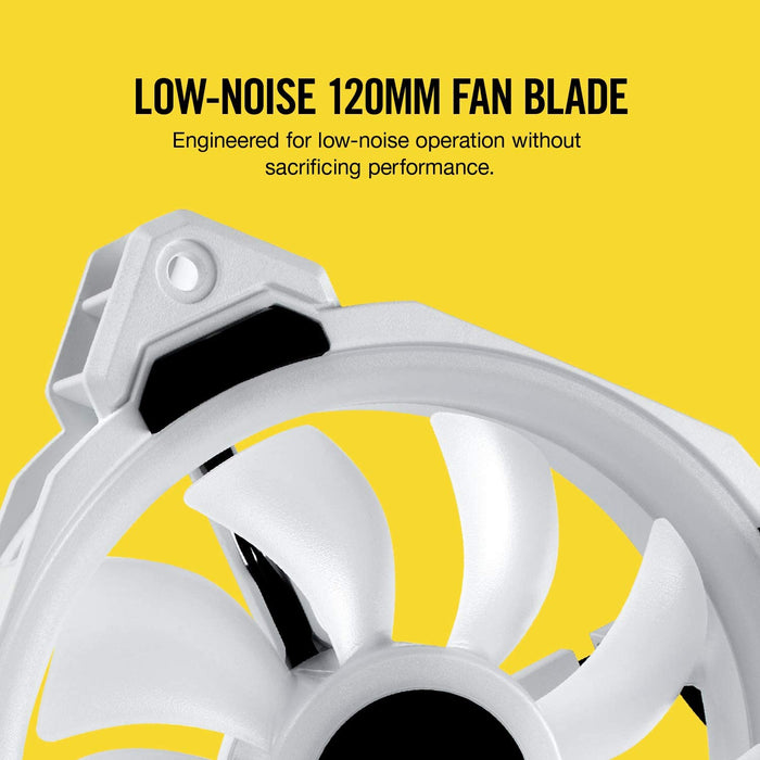 Corsair LL120 12cm PWM RGB Case Fan, 16 LED RGB Dual Light Loop, Hydraulic Bearing, White, Single Fan Expansion Pack