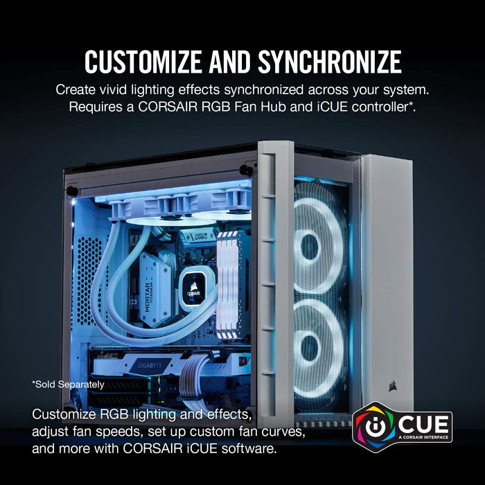 Corsair LL120 12cm PWM RGB Case Fan, 16 LED RGB Dual Light Loop, Hydraulic Bearing, White, Single Fan Expansion Pack