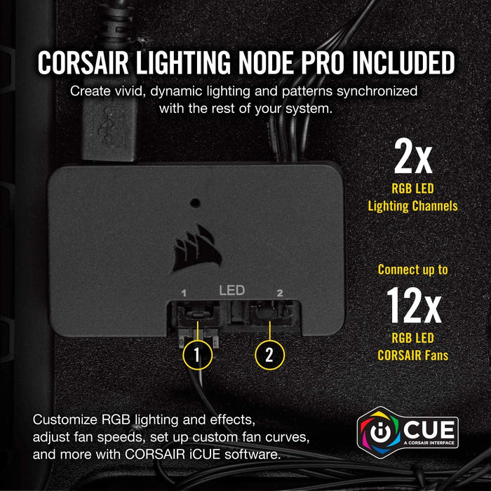 Corsair LL120 12cm PWM RGB Case Fans x3, 16 LED RGB Dual Light Loop, Hydraulic Bearing, Lighting Node Pro Kit Included