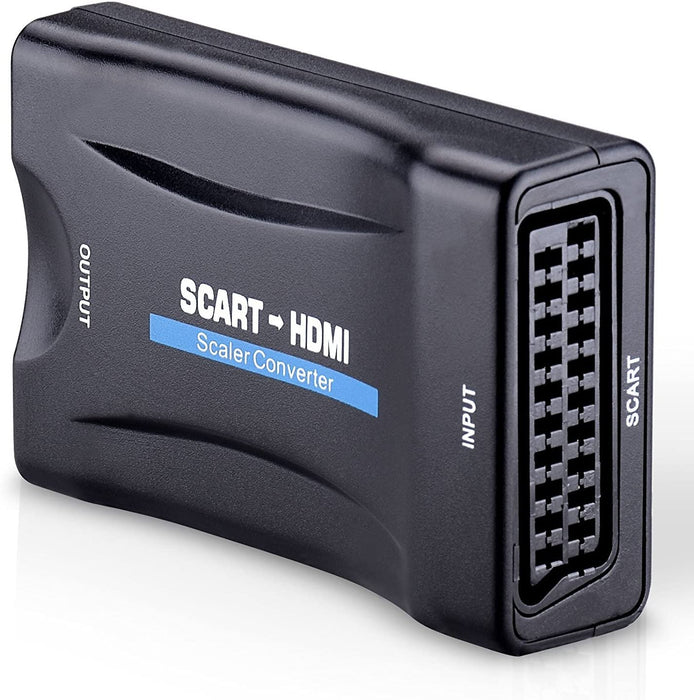 Scart to HDMI Converter with HDMI Cable,KUYiA SCART In HDMI Out Adaptor,Full HD 720P/1080P Switch Video Audio Upscale