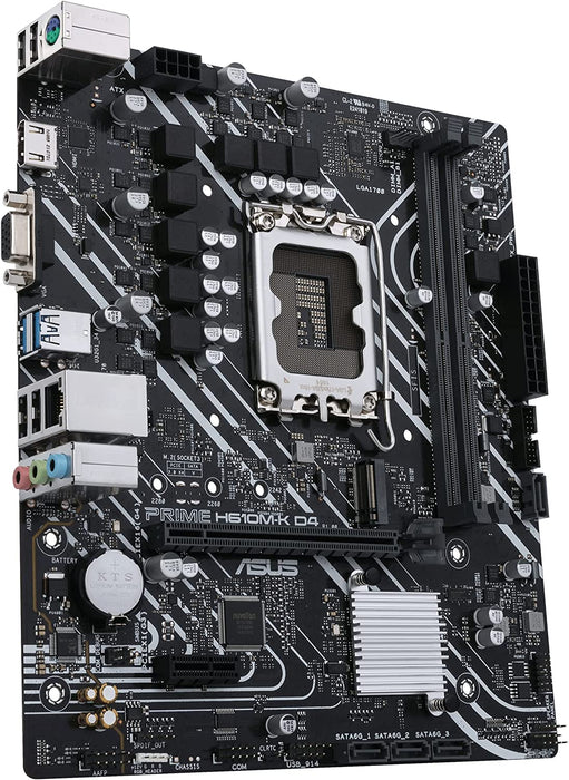 Asus PRIME H610M-K D4 Motherboard, Intel H610, 1700, Micro ATX, 2 DDR4, VGA, HDMI, PCIe4, 1x M.2