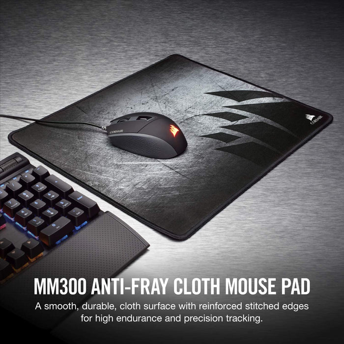 Corsair Gaming MM300 Medium Anti-Fray Cloth Gaming Mouse Mat, Professional Gaming Mouse Pad, Black