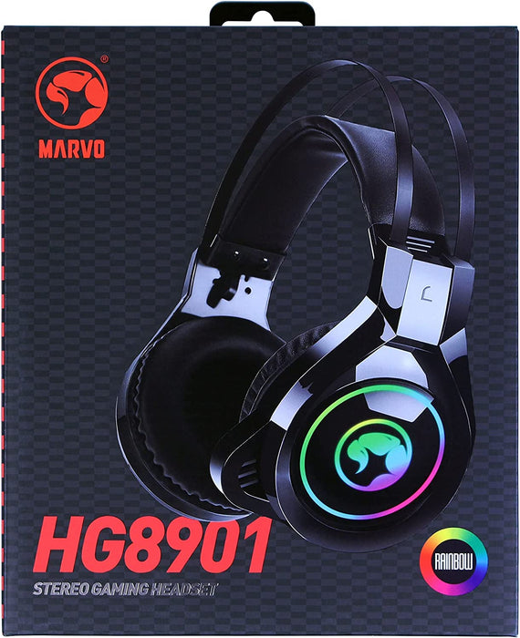 Marvo Scorpion HG8901 Stereo Sound RGB LED Gaming Headset, Omnidirectional Microphone, Black
