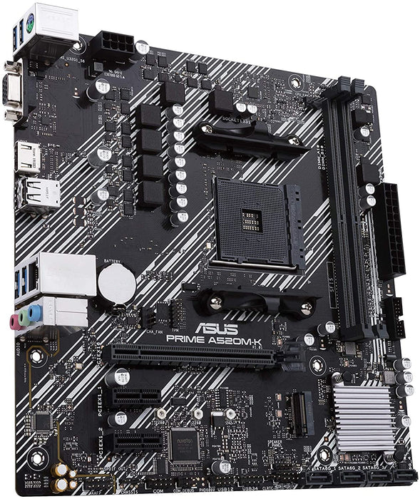 Asus Prime A520M-K AMD A520 Motherboard, Ryzen AM4, Micro ATX, M.2, DDR4, VGA, HDMI