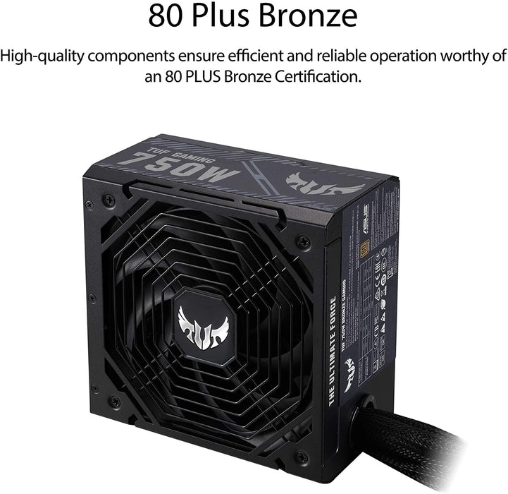 Asus 750W TUF Gaming PSU, Double Ball Bearing Fan, Fully Wired, 80+ Bronze, 0dB Tech, Power Supply