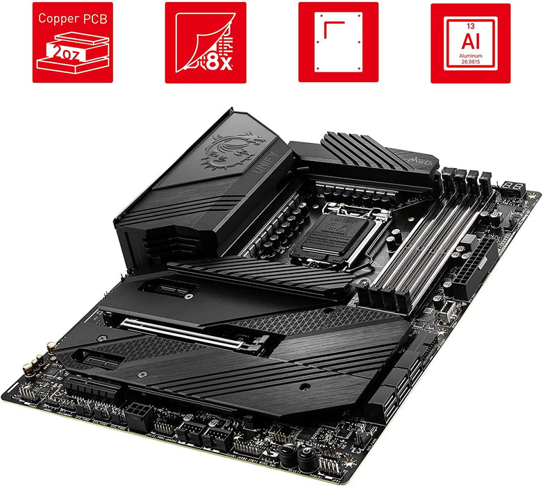 MSI MEG Z590 UNIFY Gaming Motherboard ATX, 11th Gen, LGA 1200, 16+2+1 Phase 90A SPS, DDR4 Boost 5600MHz/OC, PCIe 4.0 x16, 2 x M.2 Gen4/3 x4, Wi-Fi 6E